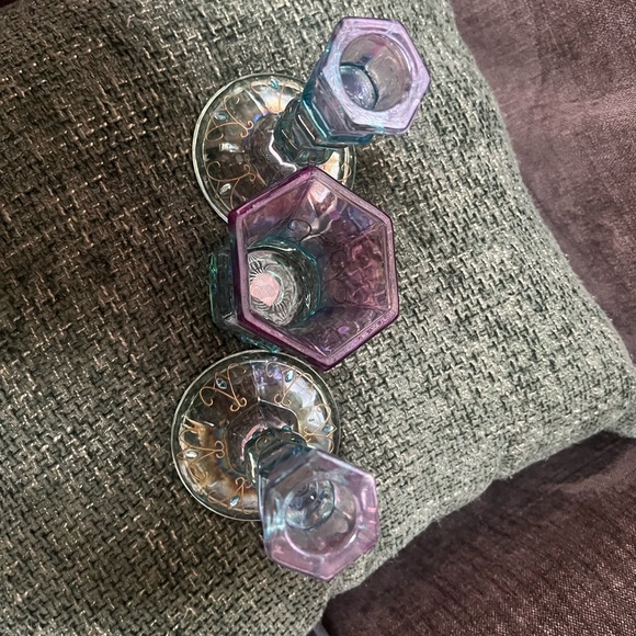 PartyLite Iridescent Purple and Teal Candle Holder Set and votive holder. - Picture 3 of 7